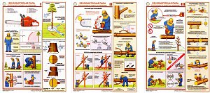 Информационный плакат Безопасность работ на лесосеке - 3л (А3; Ламинированная бумага; )